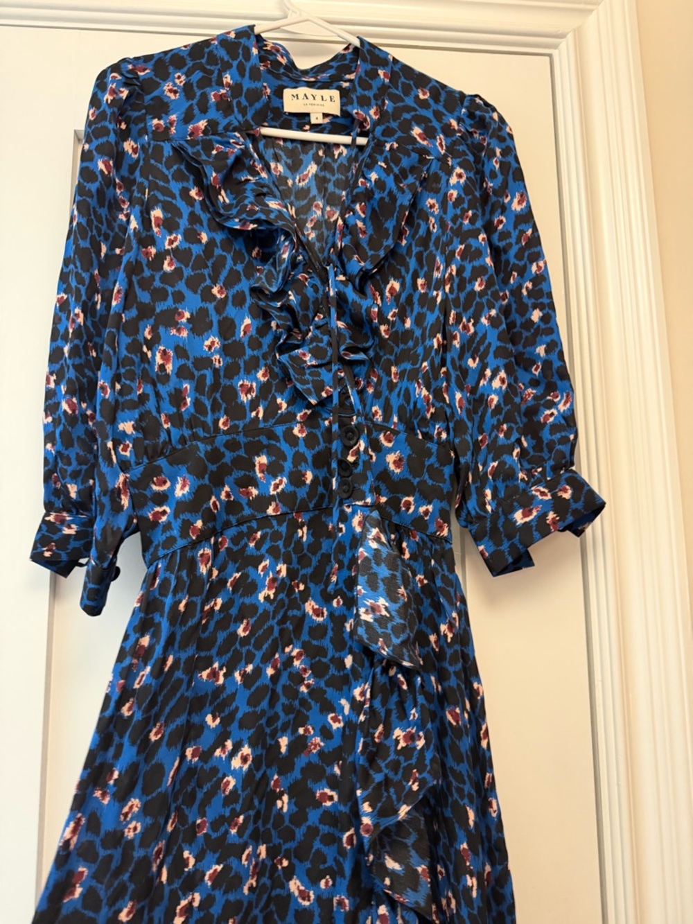 Mayle Blue Navy Floral Ruffle-Front Maxi Dress - Picture 5 of 9